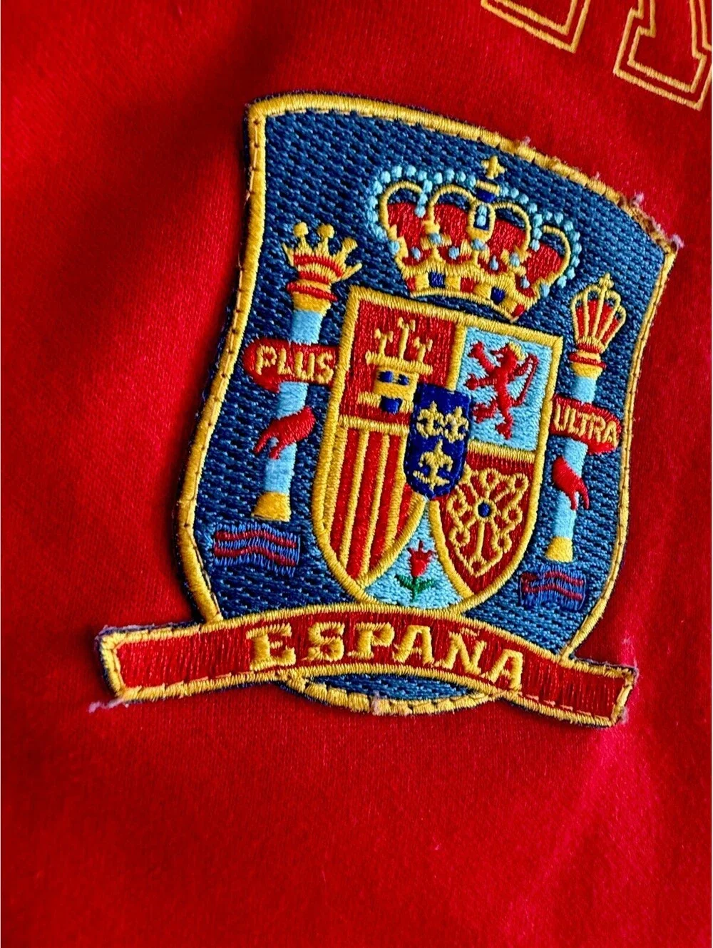 Spain España Soccer Hoodie Men’s L Red Embroidered Crest Pullover Futbol